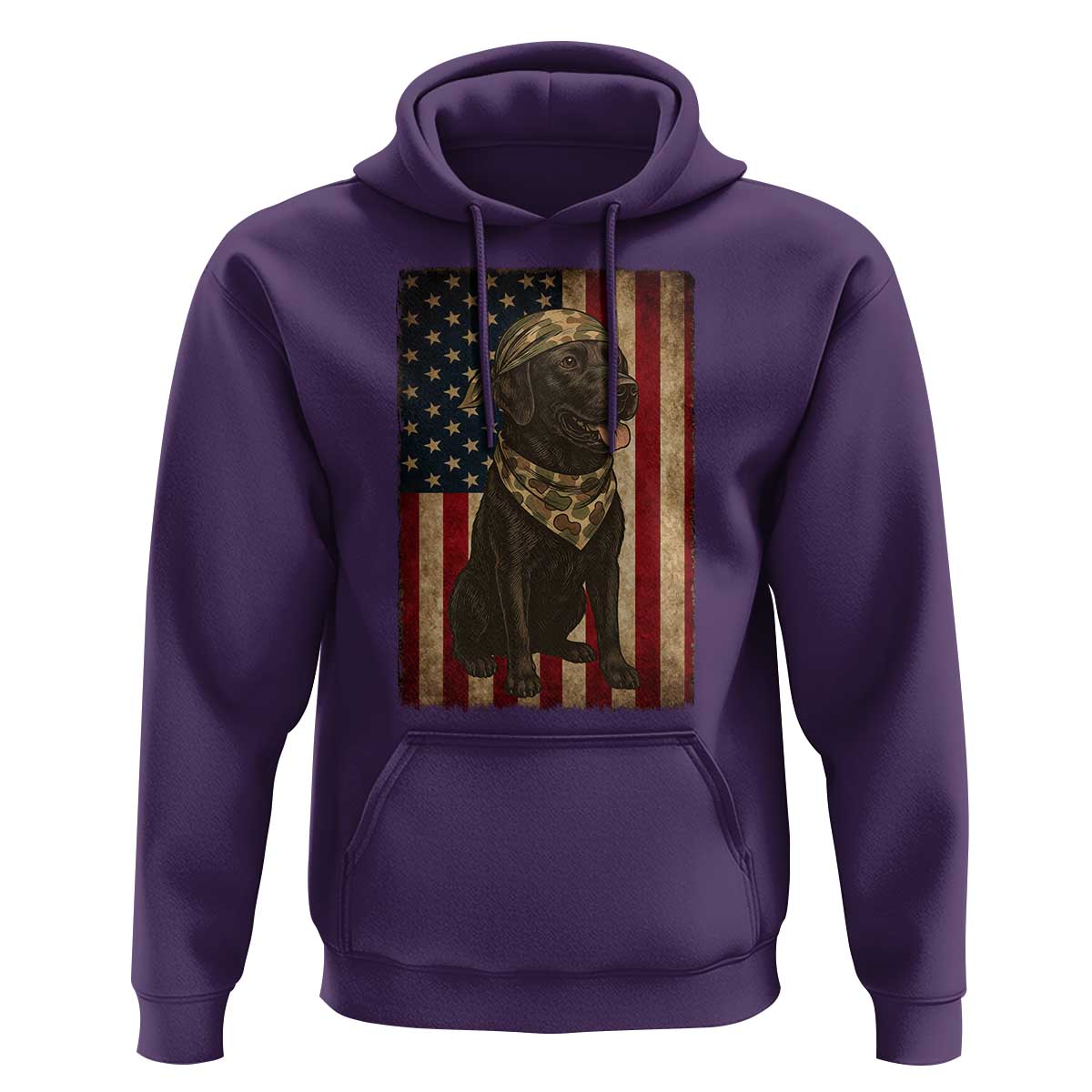 Black Labrador Hoodie Hunting American Flag Dog Lover Gift - Wonder Print Shop