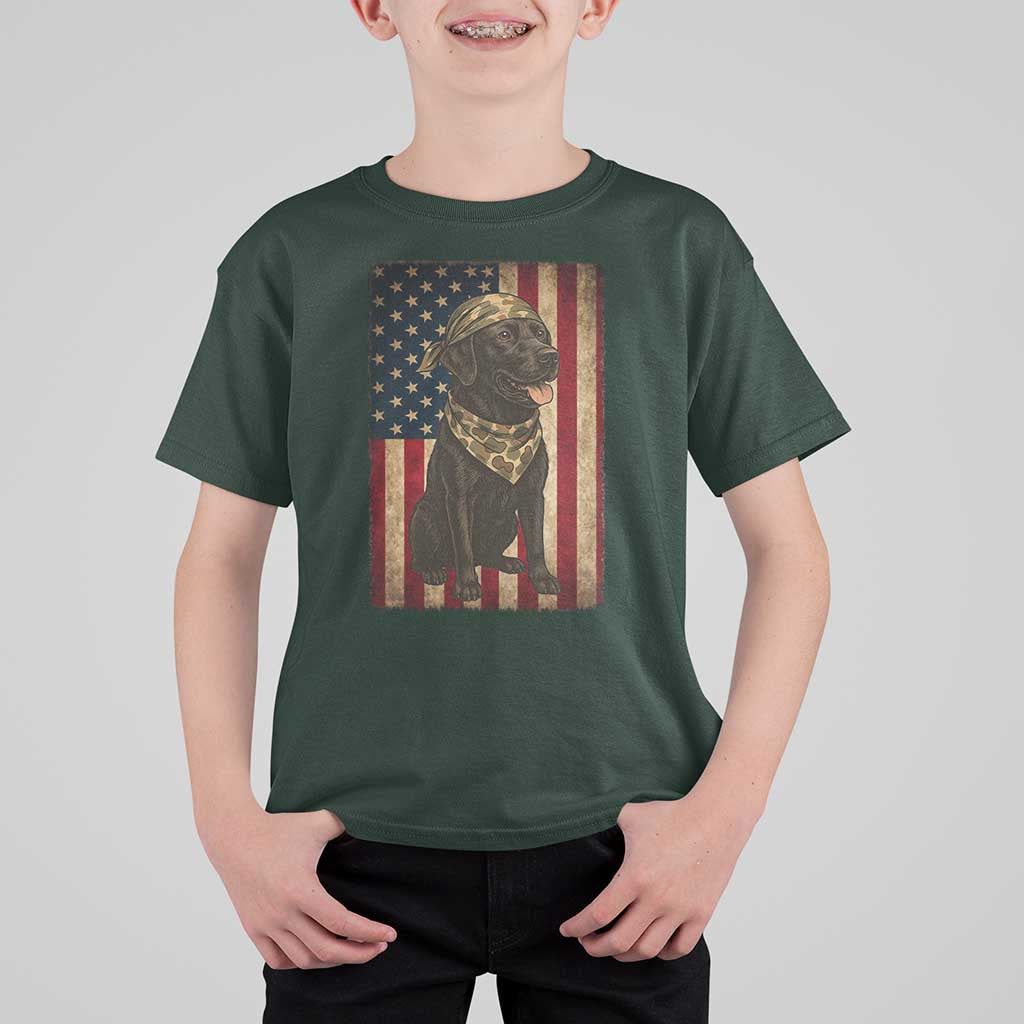 Black Labrador T Shirt For Kid Hunting American Flag Dog Lover Gift - Wonder Print Shop