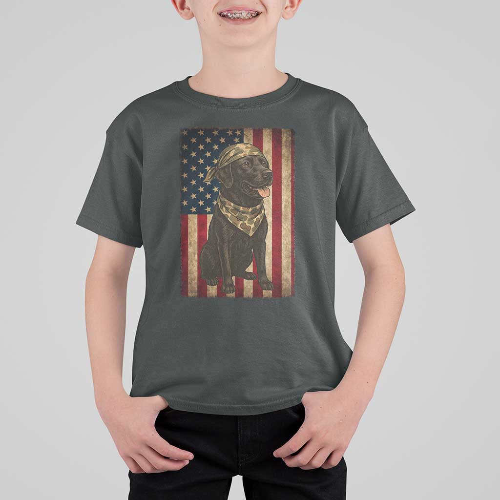 Black Labrador T Shirt For Kid Hunting American Flag Dog Lover Gift - Wonder Print Shop
