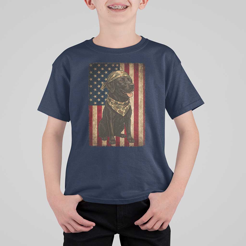 Black Labrador T Shirt For Kid Hunting American Flag Dog Lover Gift - Wonder Print Shop