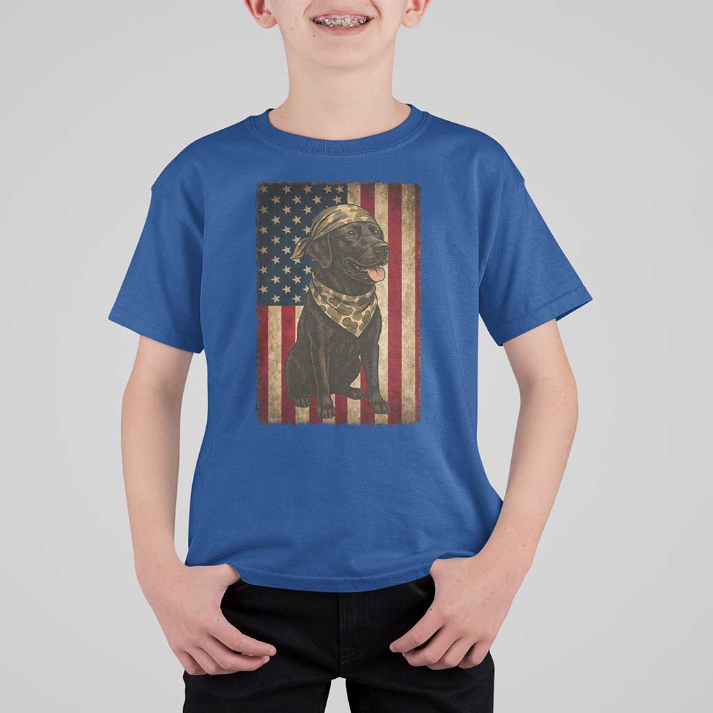 Black Labrador T Shirt For Kid Hunting American Flag Dog Lover Gift - Wonder Print Shop