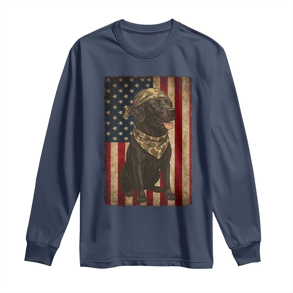 Black Labrador Long Sleeve Shirt Hunting American Flag Dog Lover Gift - Wonder Print Shop
