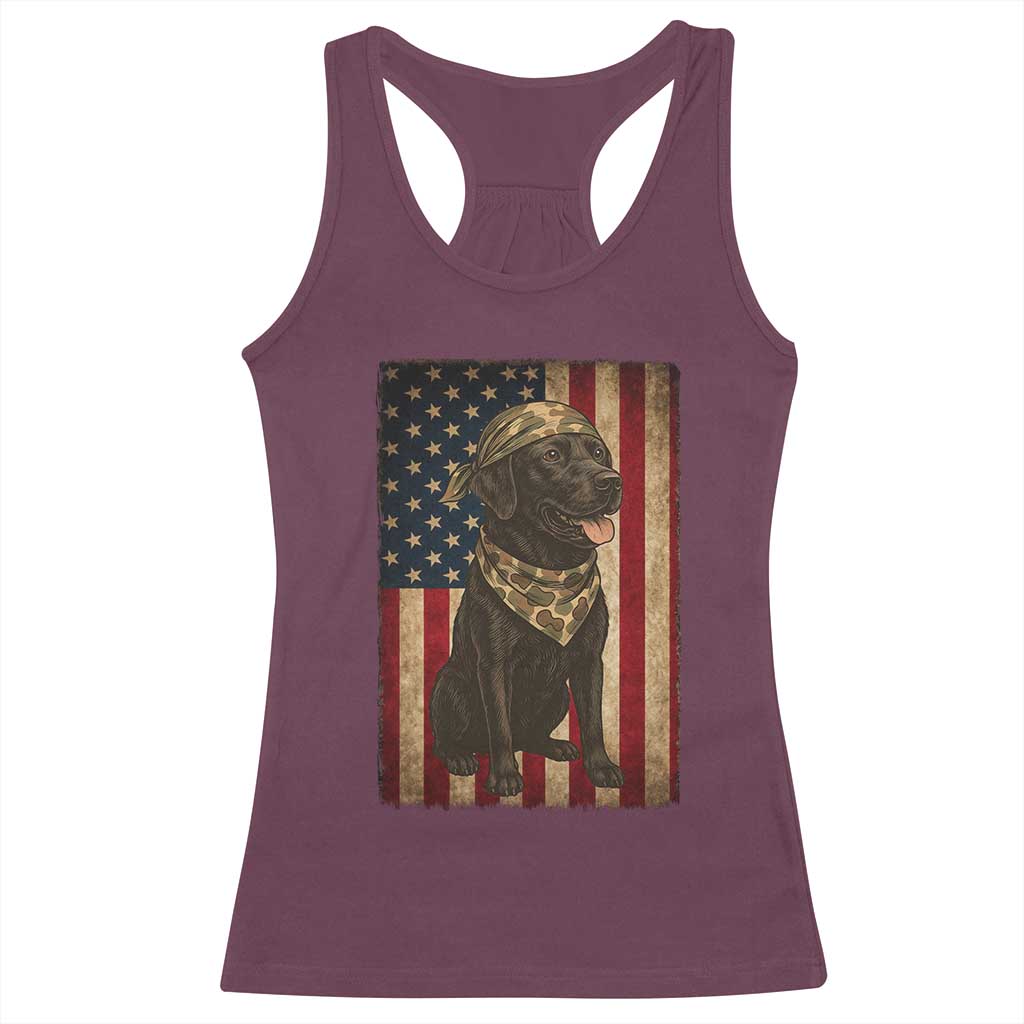 Black Labrador Racerback Tank Top Hunting American Flag Dog Lover Gift - Wonder Print Shop