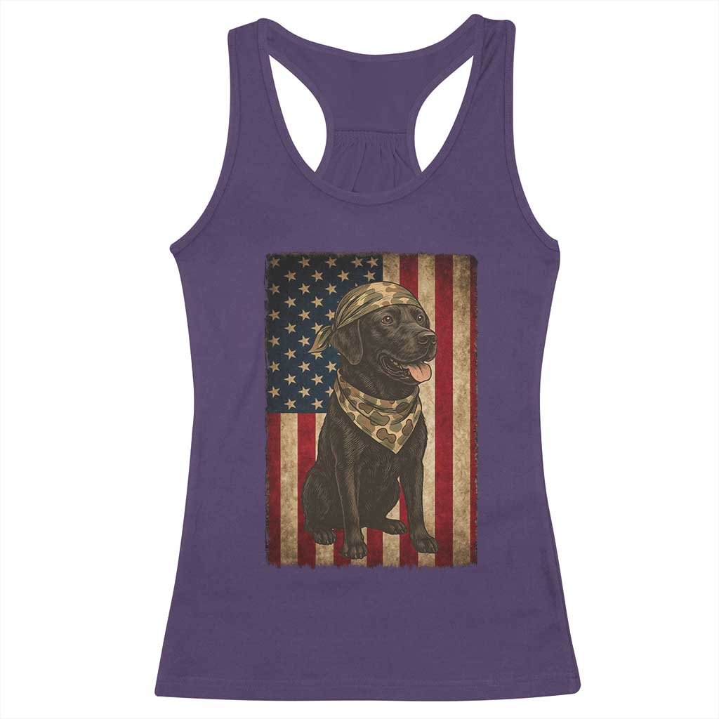 Black Labrador Racerback Tank Top Hunting American Flag Dog Lover Gift - Wonder Print Shop
