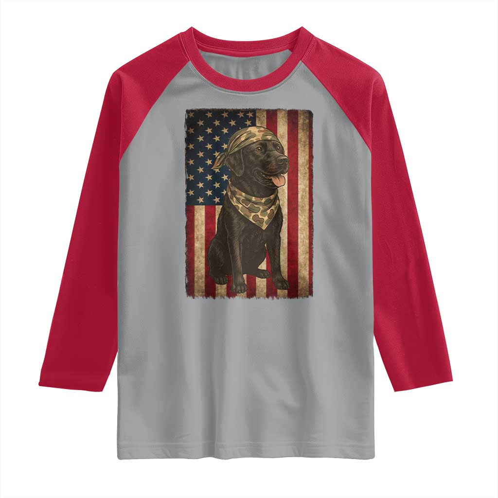 Black Labrador Raglan Shirt Hunting American Flag Dog Lover Gift - Wonder Print Shop