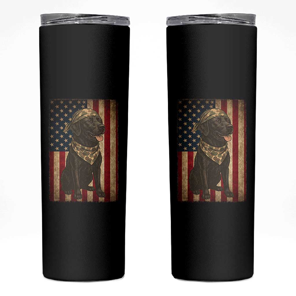 Black Labrador Skinny Tumbler Hunting American Flag Dog Lover Gift - Wonder Print Shop
