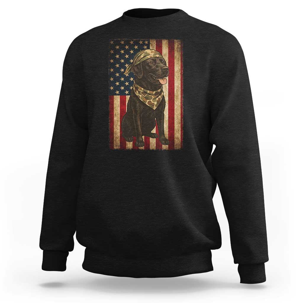 Black Labrador Sweatshirt Hunting American Flag Dog Lover Gift - Wonder Print Shop