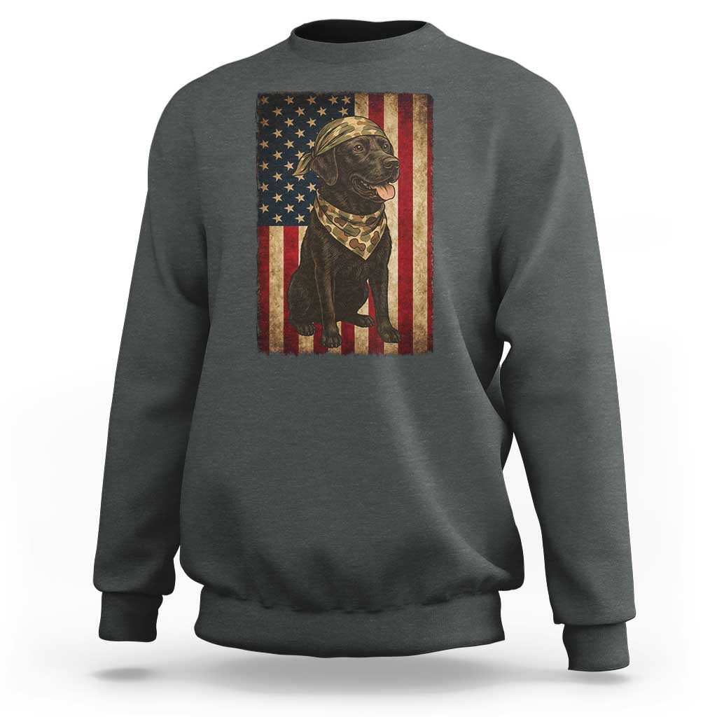 Black Labrador Sweatshirt Hunting American Flag Dog Lover Gift - Wonder Print Shop