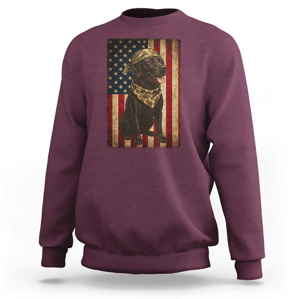 Black Labrador Sweatshirt Hunting American Flag Dog Lover Gift - Wonder Print Shop