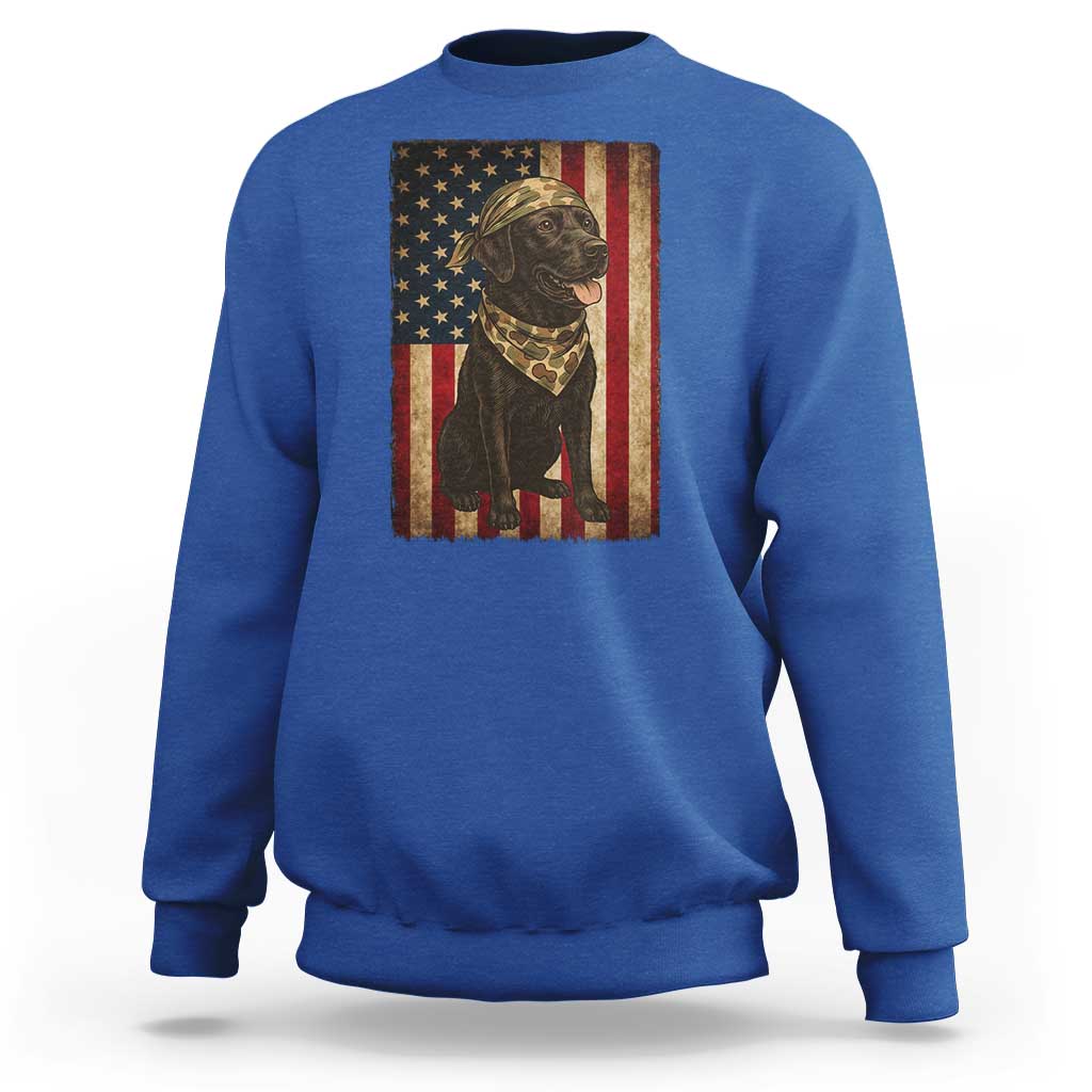 Black Labrador Sweatshirt Hunting American Flag Dog Lover Gift - Wonder Print Shop