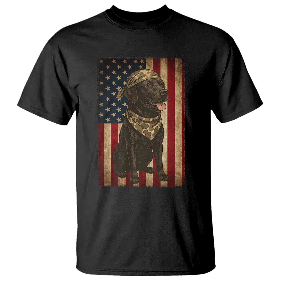 Black Labrador T Shirt Hunting American Flag Dog Lover Gift - Wonder Print Shop