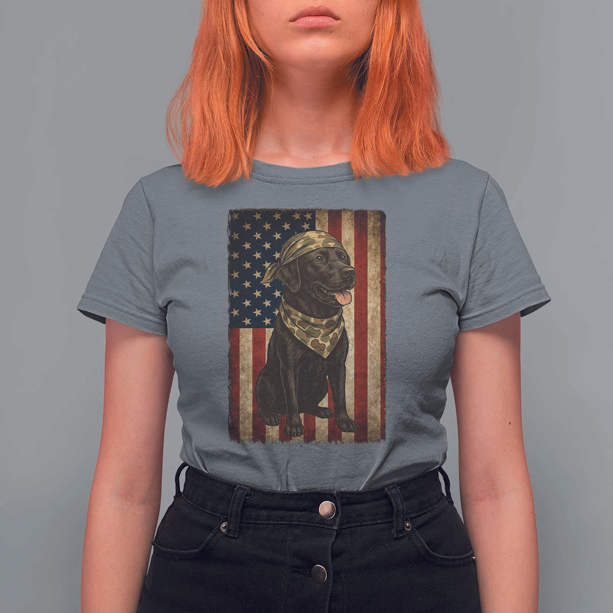 Black Labrador T Shirt For Women Hunting American Flag Dog Lover Gift - Wonder Print Shop