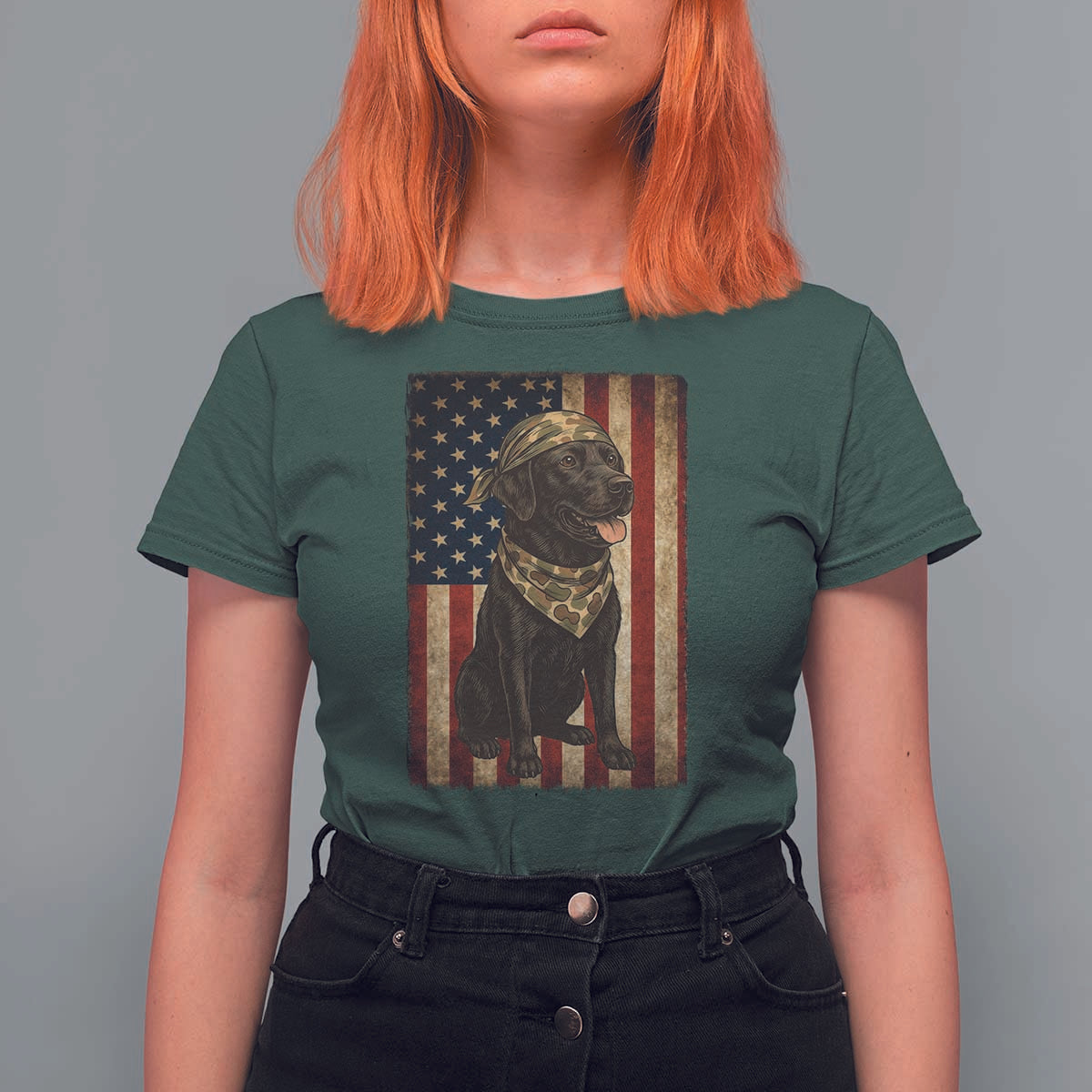 Black Labrador T Shirt For Women Hunting American Flag Dog Lover Gift - Wonder Print Shop