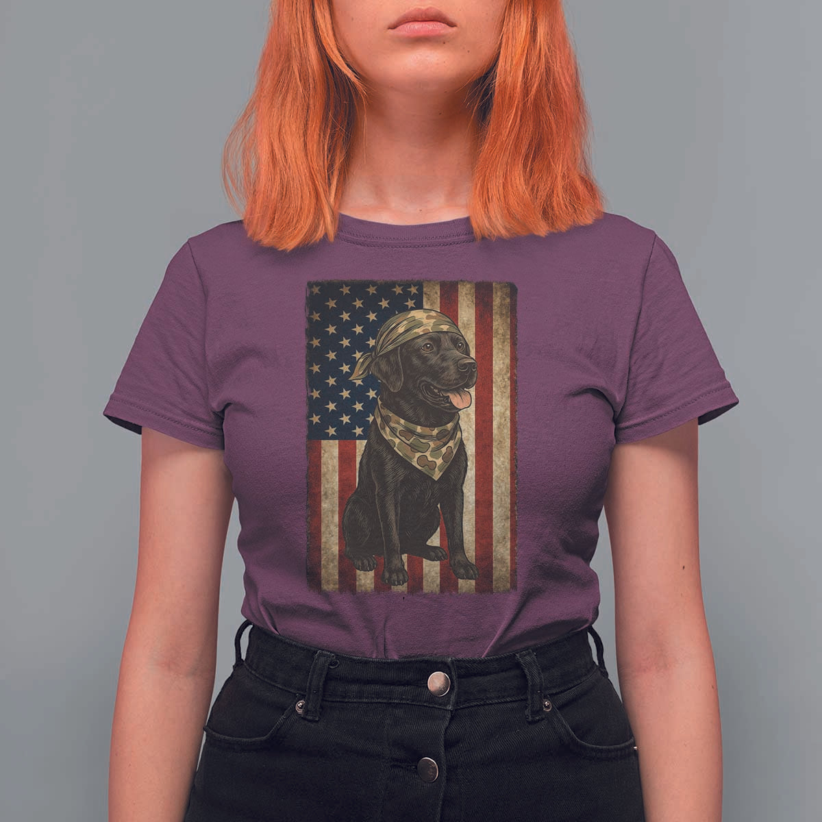 Black Labrador T Shirt For Women Hunting American Flag Dog Lover Gift - Wonder Print Shop