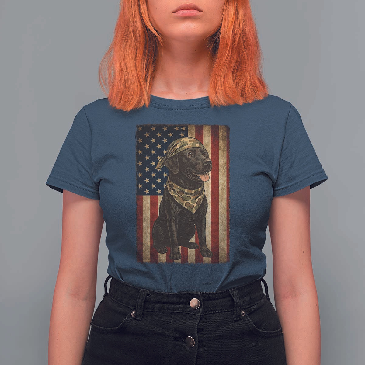 Black Labrador T Shirt For Women Hunting American Flag Dog Lover Gift - Wonder Print Shop