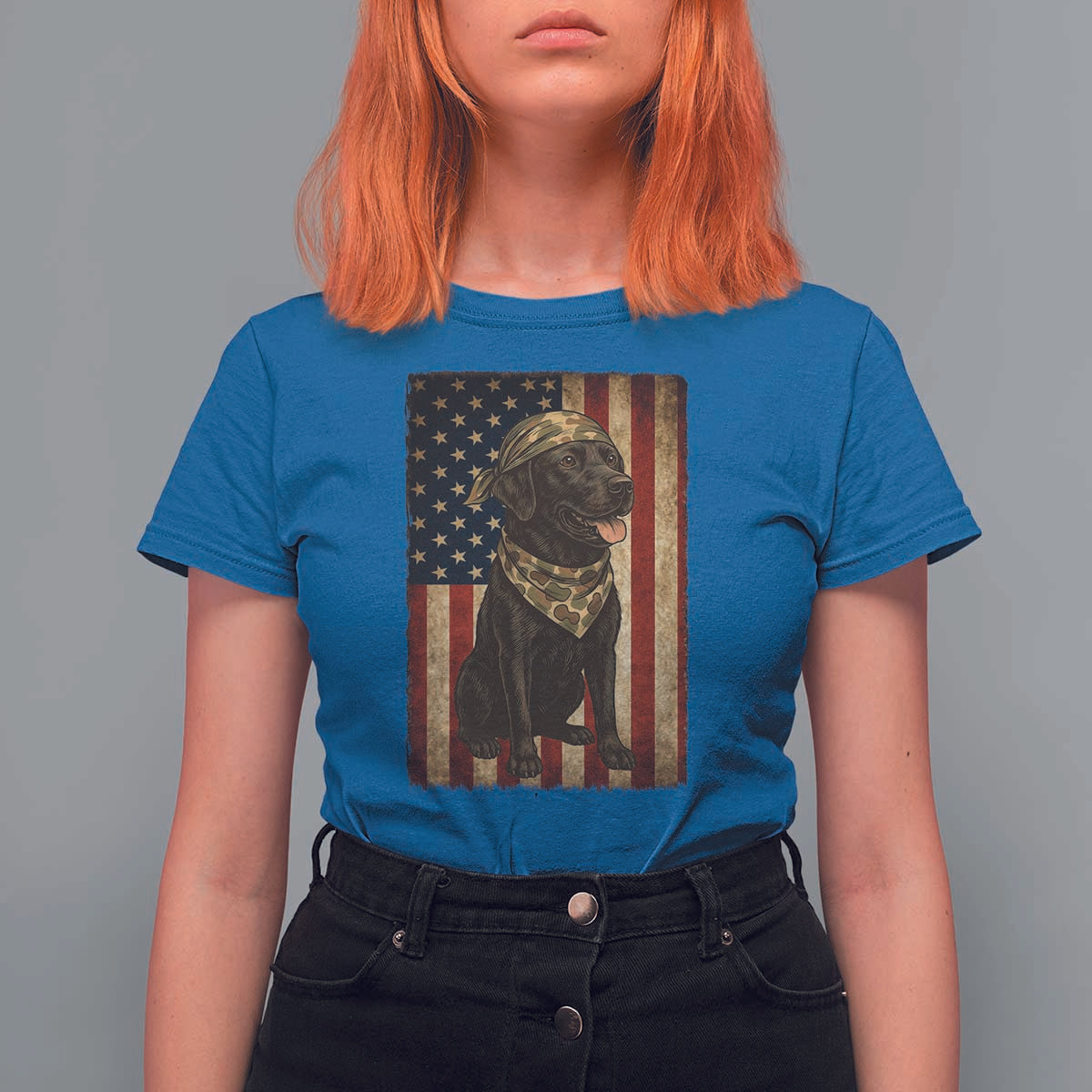 Black Labrador T Shirt For Women Hunting American Flag Dog Lover Gift - Wonder Print Shop