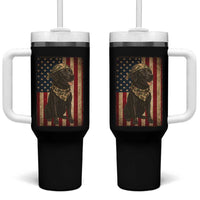 Black Labrador Tumbler With Handle Hunting American Flag Dog Lover Gift - Wonder Print Shop