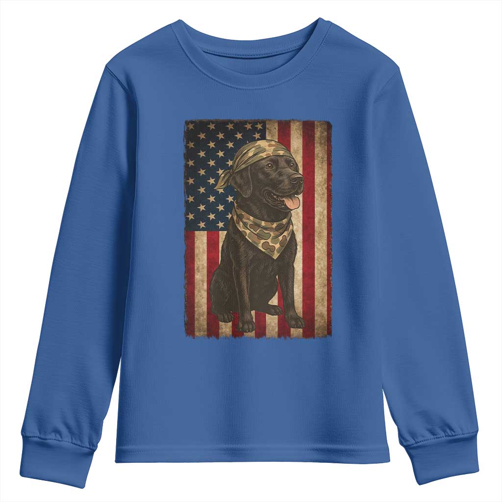 Black Labrador Youth Sweatshirt Hunting American Flag Dog Lover Gift - Wonder Print Shop