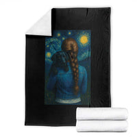 Starry Night Art Parody Throw Blanket Girl And Labrador Retriever Dog Mom Gift - Wonder Print Shop