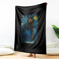 Starry Night Art Parody Throw Blanket Girl And Labrador Retriever Dog Mom Gift - Wonder Print Shop