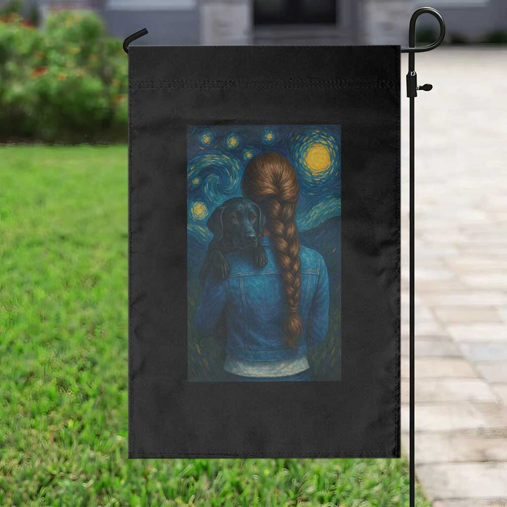 Starry Night Art Parody Garden Flag Girl And Labrador Retriever Dog Mom Gift - Wonder Print Shop