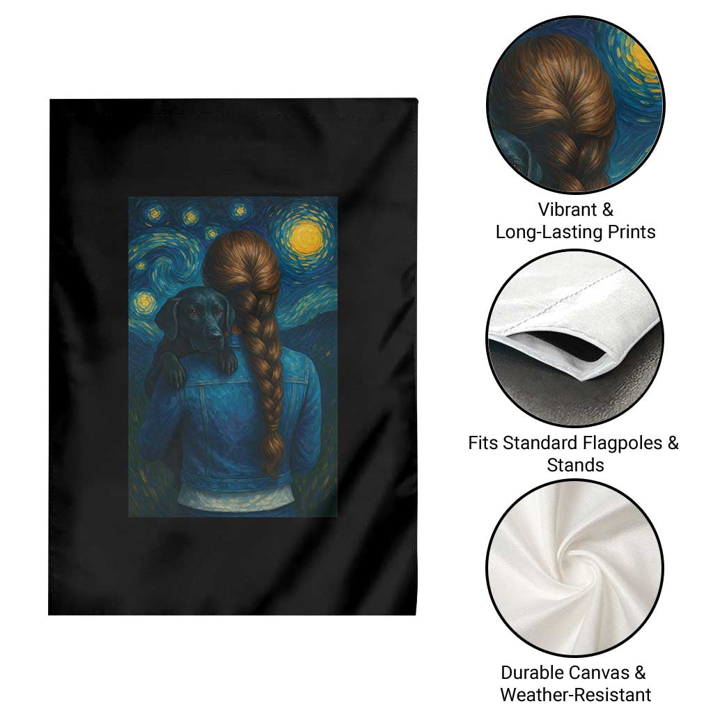 Starry Night Art Parody Garden Flag Girl And Labrador Retriever Dog Mom Gift - Wonder Print Shop