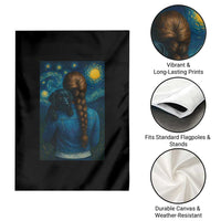 Starry Night Art Parody Garden Flag Girl And Labrador Retriever Dog Mom Gift - Wonder Print Shop