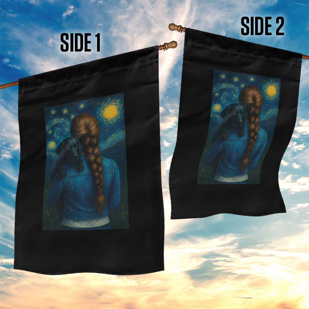 Starry Night Art Parody Garden Flag Girl And Labrador Retriever Dog Mom Gift - Wonder Print Shop