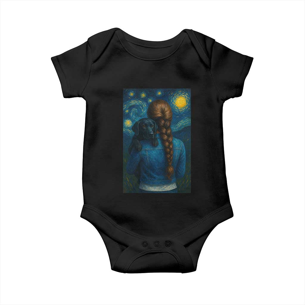 Starry Night Art Parody Baby Onesie Girl And Labrador Retriever Dog Mom Gift - Wonder Print Shop