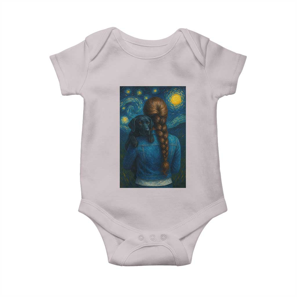 Starry Night Art Parody Baby Onesie Girl And Labrador Retriever Dog Mom Gift - Wonder Print Shop