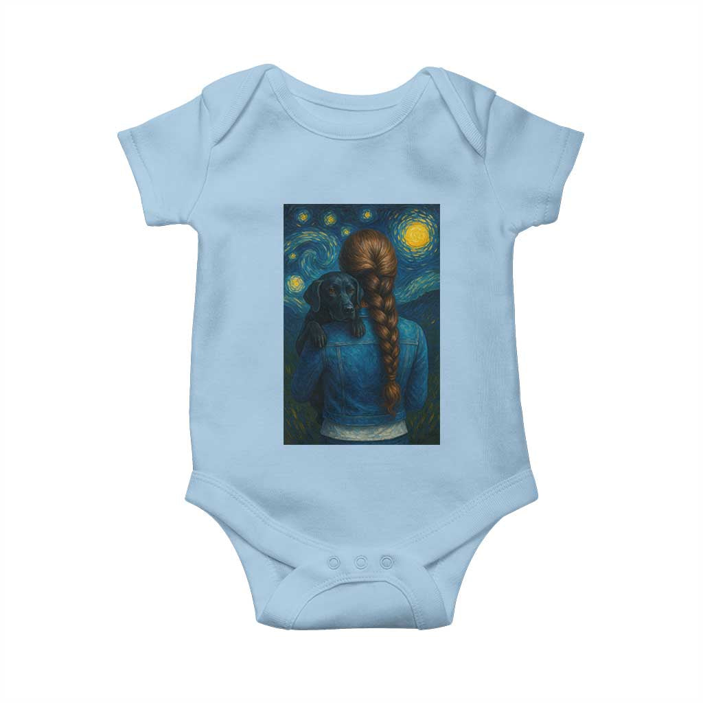 Starry Night Art Parody Baby Onesie Girl And Labrador Retriever Dog Mom Gift - Wonder Print Shop