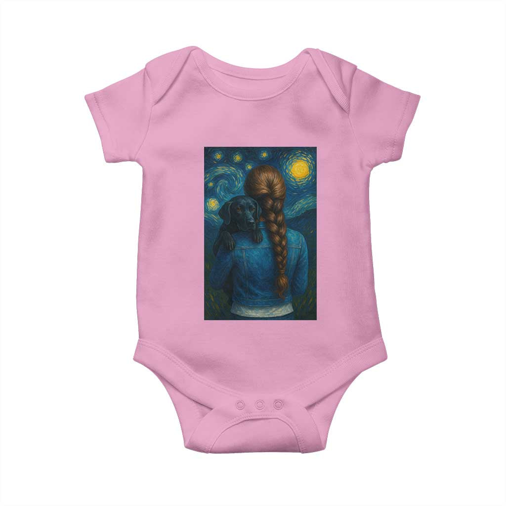 Starry Night Art Parody Baby Onesie Girl And Labrador Retriever Dog Mom Gift - Wonder Print Shop