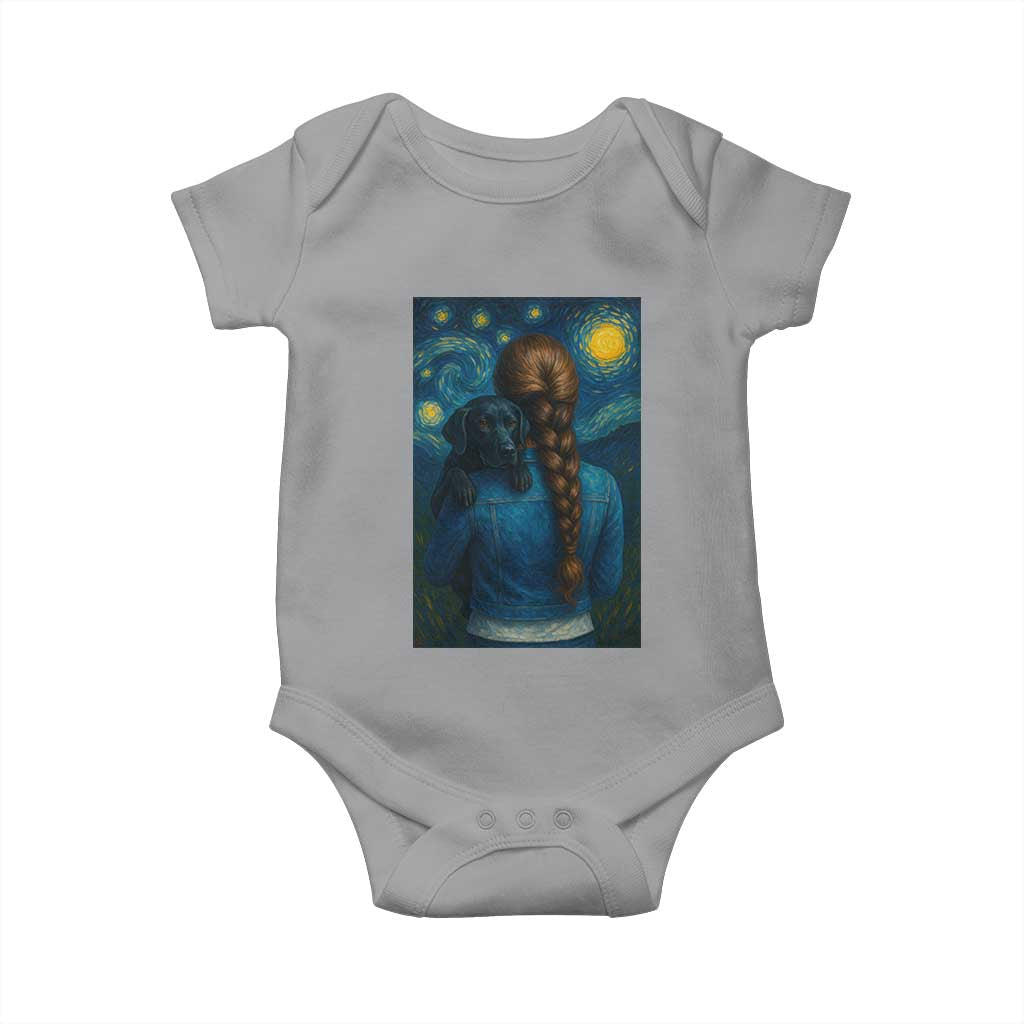 Starry Night Art Parody Baby Onesie Girl And Labrador Retriever Dog Mom Gift - Wonder Print Shop
