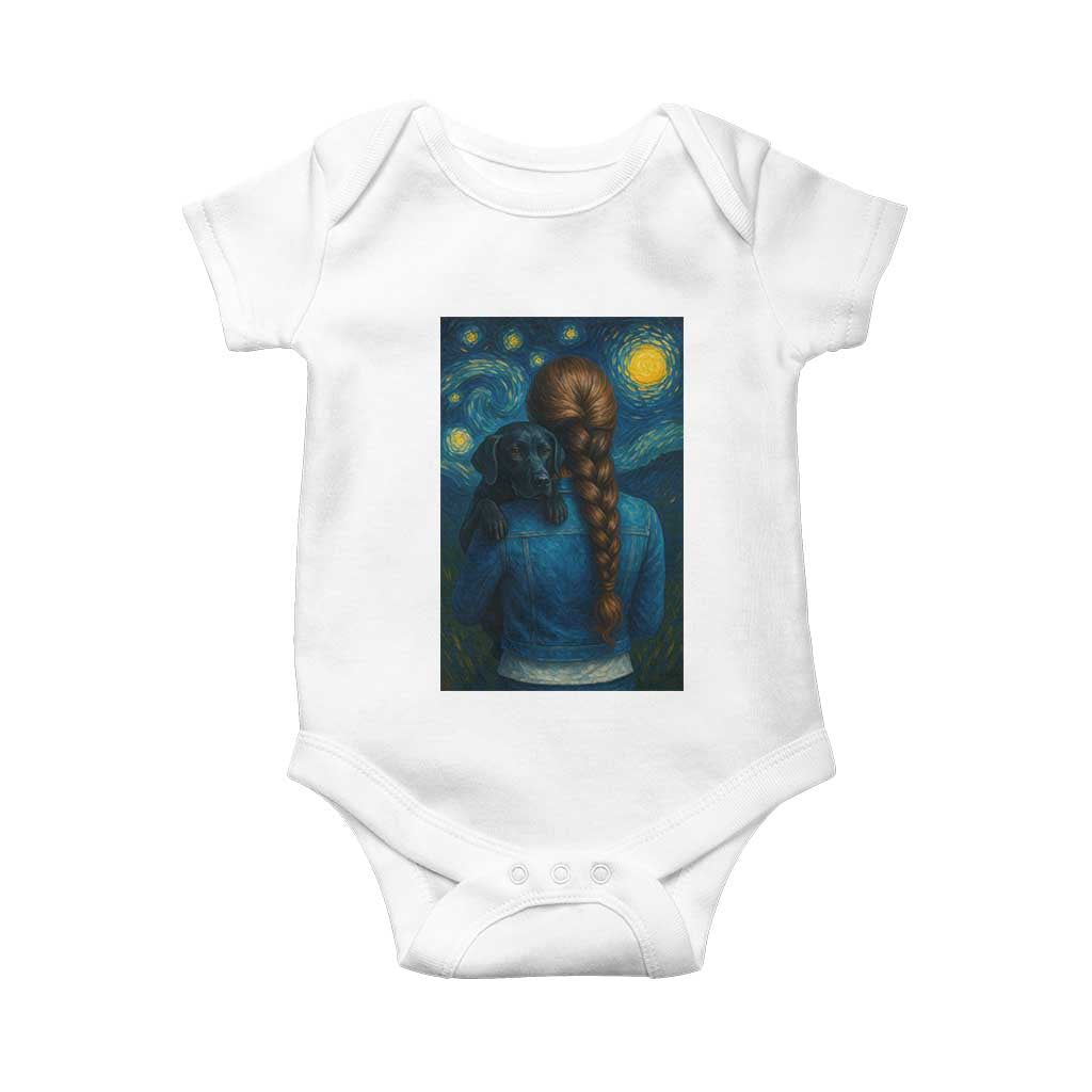 Starry Night Art Parody Baby Onesie Girl And Labrador Retriever Dog Mom Gift - Wonder Print Shop