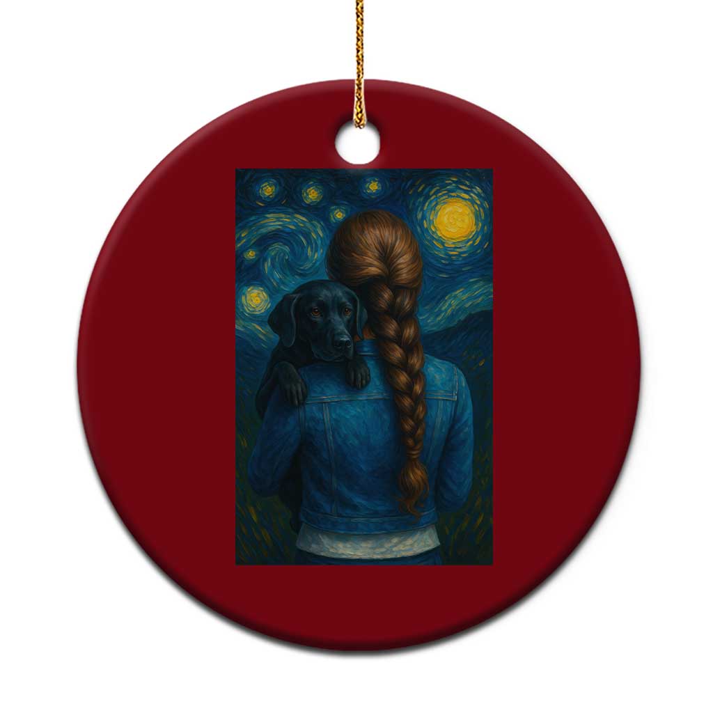 Starry Night Art Parody Ceramic Ornament Girl And Labrador Retriever Dog Mom Gift - Wonder Print Shop