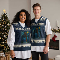 Starry Night Art Parody V-Neck Knit Sweater Vest Girl And Labrador Retriever Dog Mom Gift - Wonder Print Shop