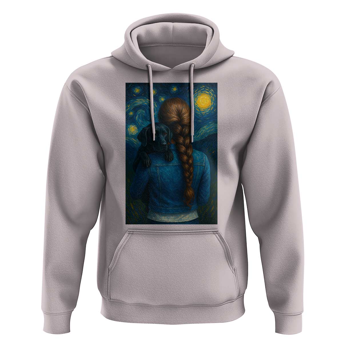 Starry Night Art Parody Hoodie Girl And Labrador Retriever Dog Mom Gift - Wonder Print Shop