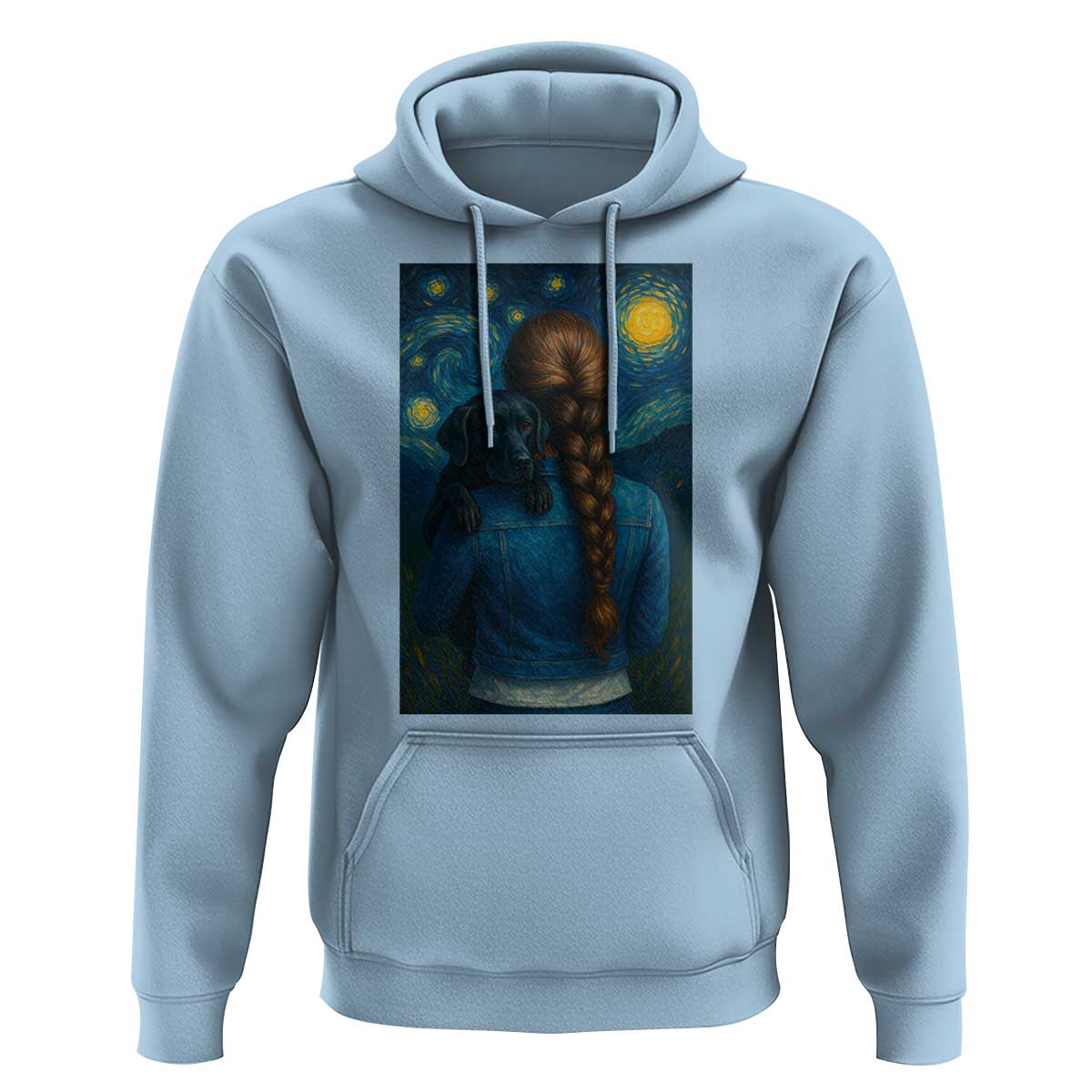Starry Night Art Parody Hoodie Girl And Labrador Retriever Dog Mom Gift - Wonder Print Shop