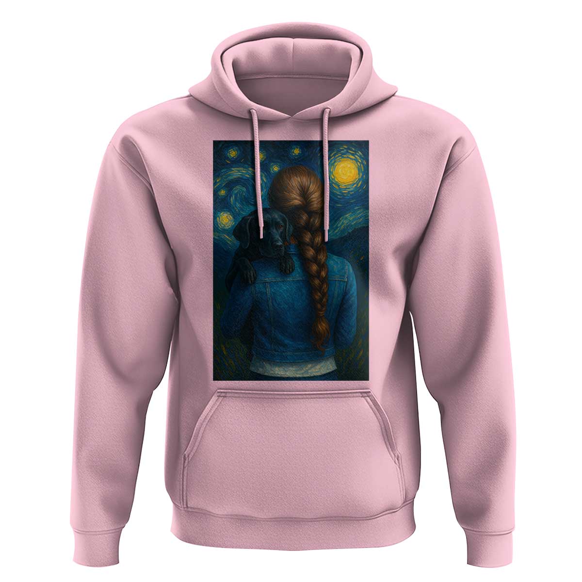 Starry Night Art Parody Hoodie Girl And Labrador Retriever Dog Mom Gift - Wonder Print Shop