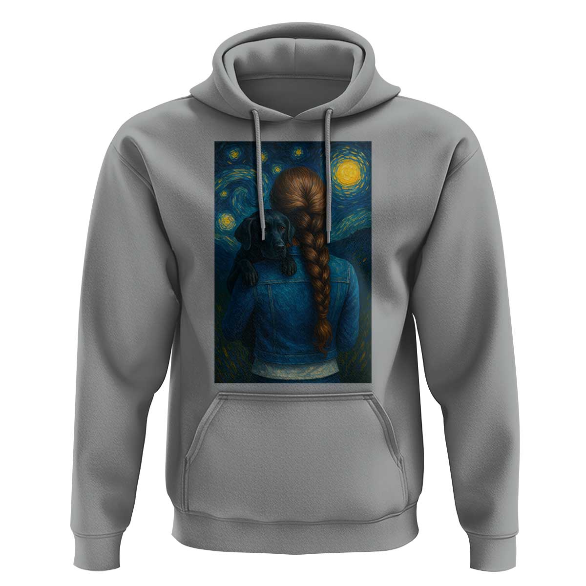 Starry Night Art Parody Hoodie Girl And Labrador Retriever Dog Mom Gift - Wonder Print Shop