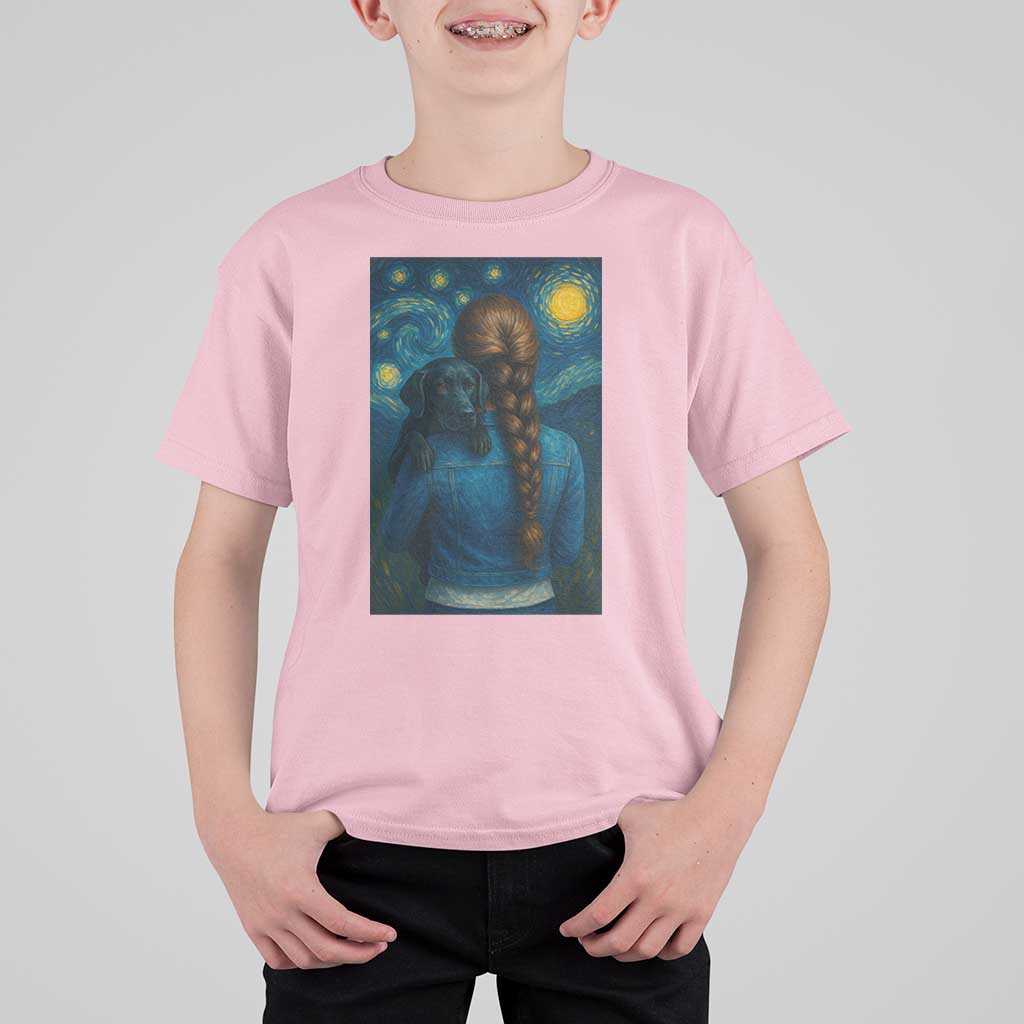 Starry Night Art Parody T Shirt For Kid Girl And Labrador Retriever Dog Mom Gift - Wonder Print Shop