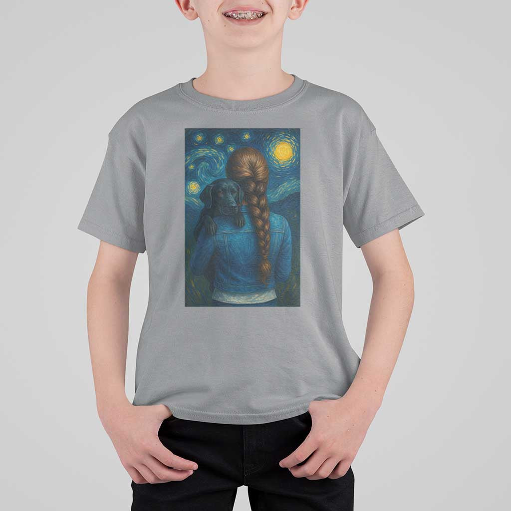 Starry Night Art Parody T Shirt For Kid Girl And Labrador Retriever Dog Mom Gift - Wonder Print Shop