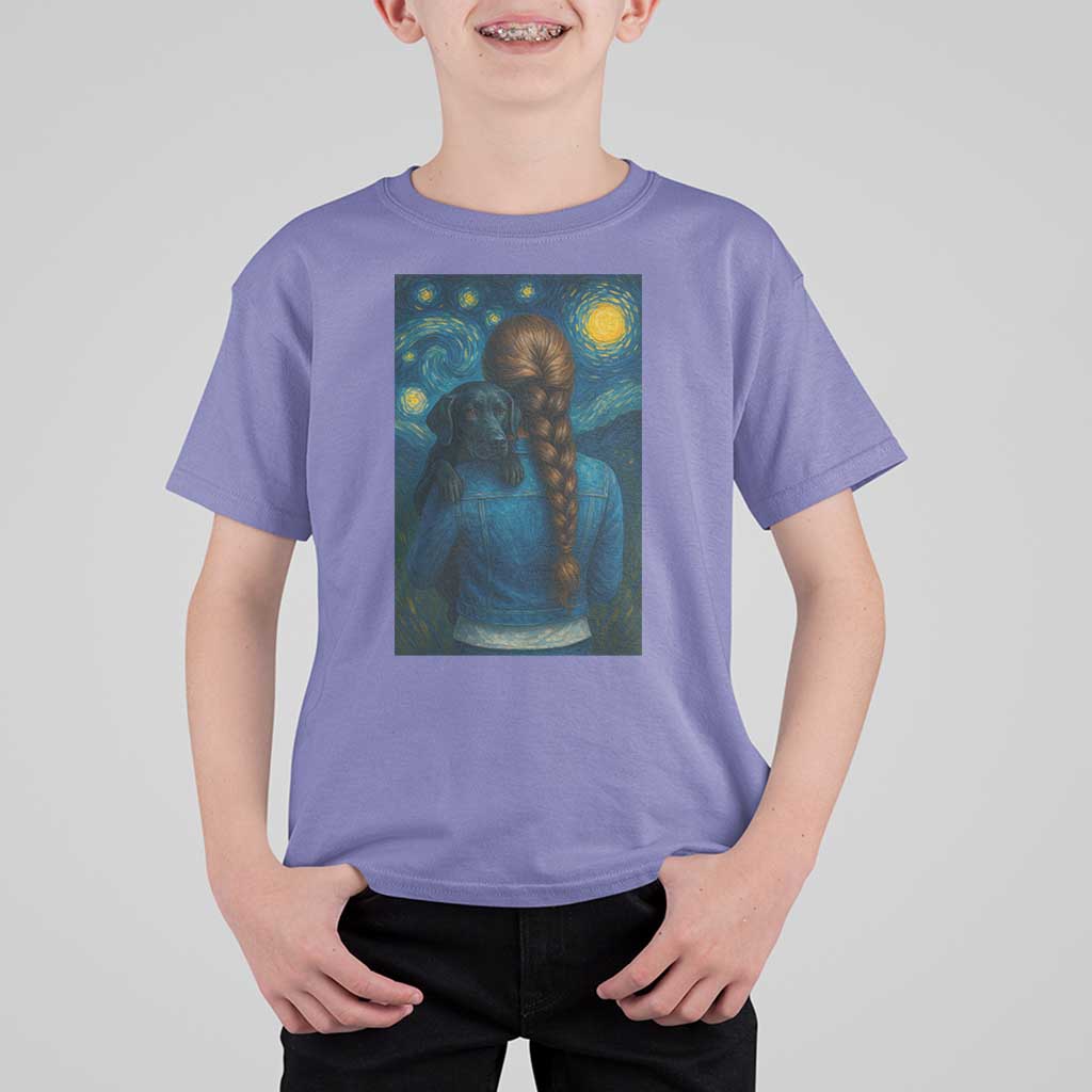 Starry Night Art Parody T Shirt For Kid Girl And Labrador Retriever Dog Mom Gift - Wonder Print Shop