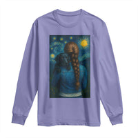 Starry Night Art Parody Long Sleeve Shirt Girl And Labrador Retriever Dog Mom Gift - Wonder Print Shop