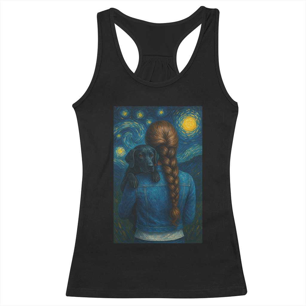 Starry Night Art Parody Racerback Tank Top Girl And Labrador Retriever Dog Mom Gift - Wonder Print Shop