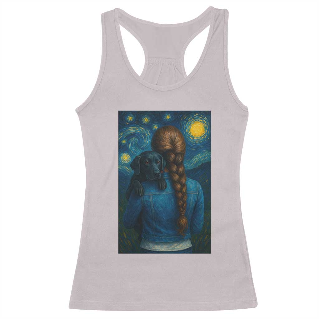 Starry Night Art Parody Racerback Tank Top Girl And Labrador Retriever Dog Mom Gift - Wonder Print Shop