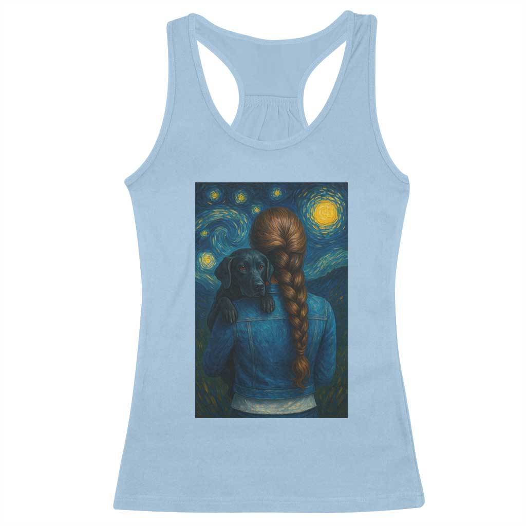 Starry Night Art Parody Racerback Tank Top Girl And Labrador Retriever Dog Mom Gift - Wonder Print Shop