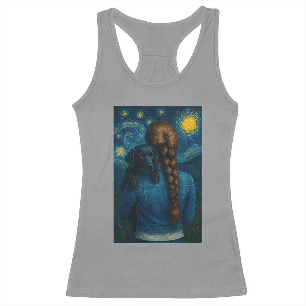 Starry Night Art Parody Racerback Tank Top Girl And Labrador Retriever Dog Mom Gift - Wonder Print Shop
