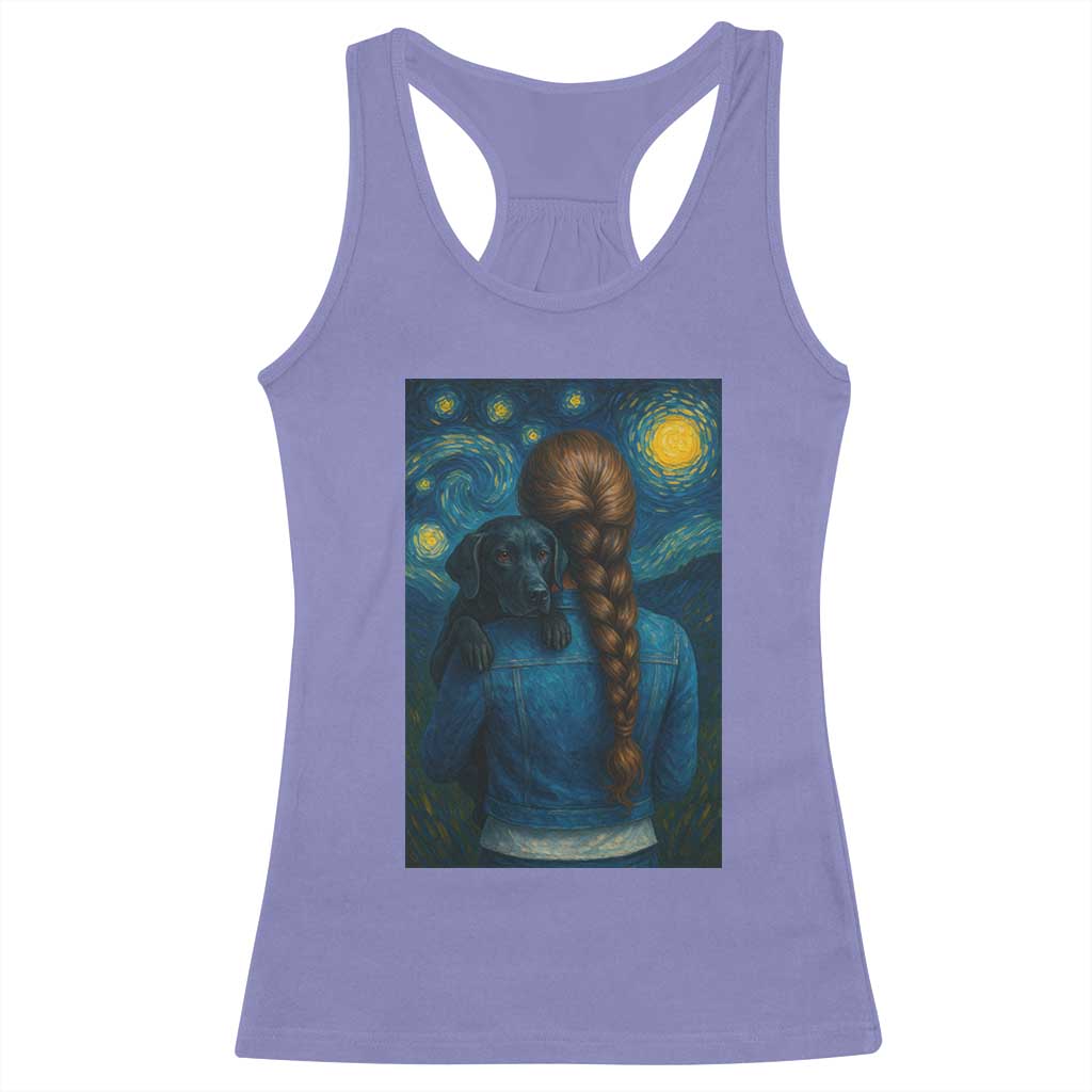 Starry Night Art Parody Racerback Tank Top Girl And Labrador Retriever Dog Mom Gift - Wonder Print Shop