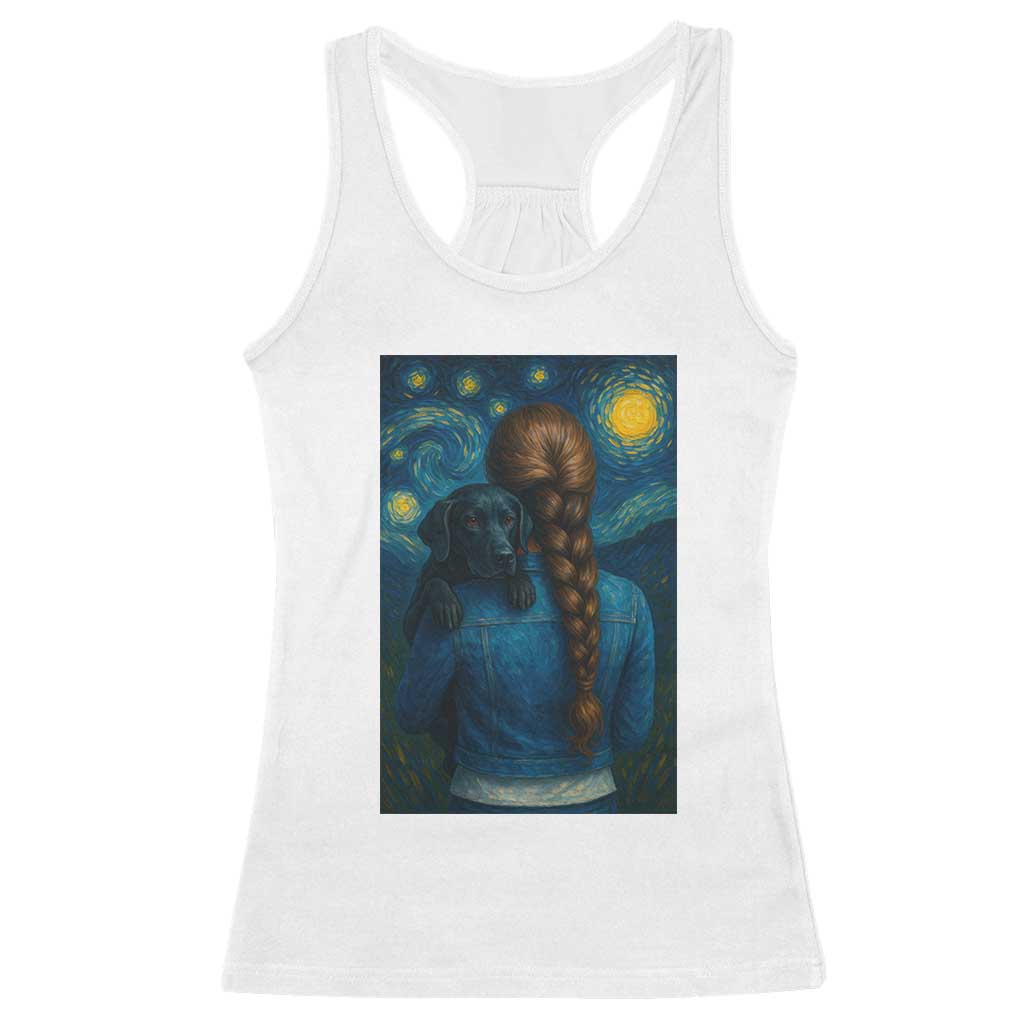 Starry Night Art Parody Racerback Tank Top Girl And Labrador Retriever Dog Mom Gift - Wonder Print Shop